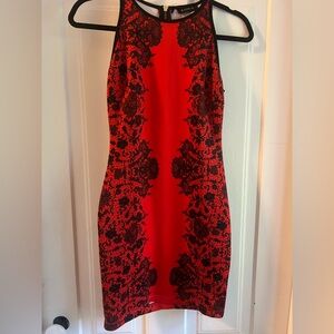B Darlin Red and Black Y2K Bodycon Mini Dress